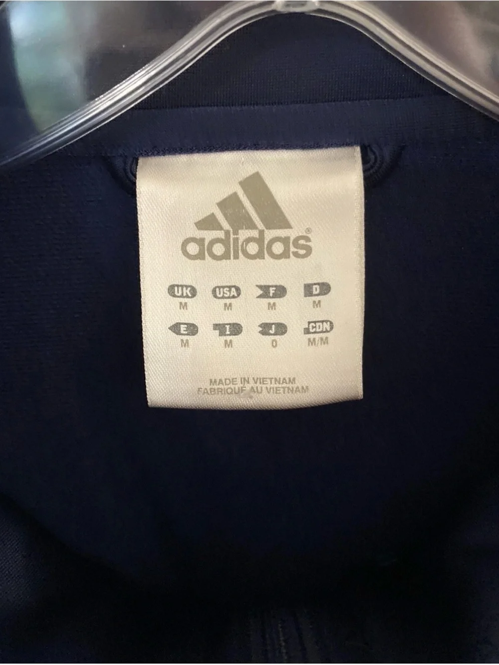 Men's Adidas Full Zip Athletic Track Jacket 3 Stripe - Navy Blue - Size Medium